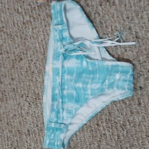 OP bikini swimsuit bottoms, tie dyed light aqua color
